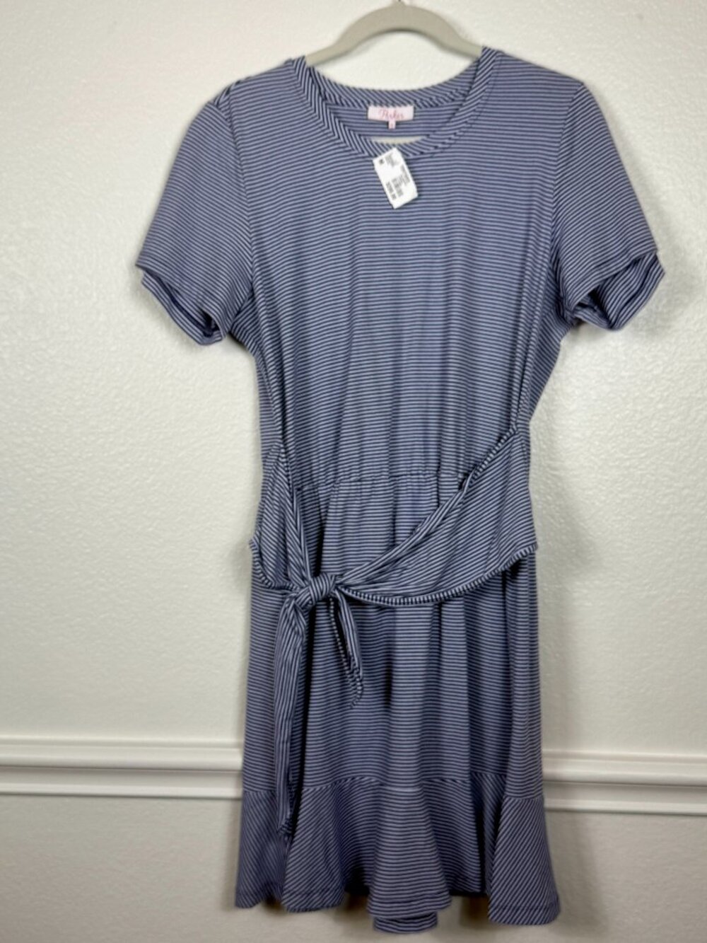 Parker Womens Blue Navy‎ White Stripe Short Sleeve Jersey T-Shirt Dress M NEW